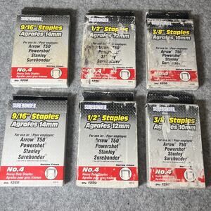 Surebonder Staples Lot 1/2" 9/16" 3/8" Heavy Duty No.4 6x 1250pk Arrow T50 READ